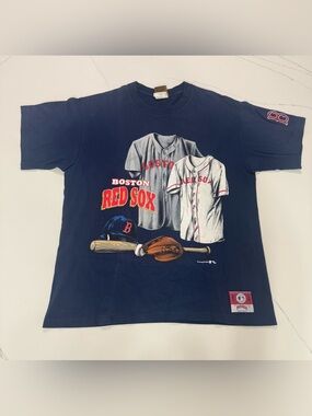 Vintage Boston Red Sox Nutmeg Mills T Shirt USA MLB Jersey Graphic Patch 90s M